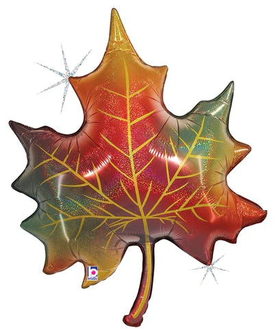 30" Glitter Fall Leaf Holographic Foil Balloon