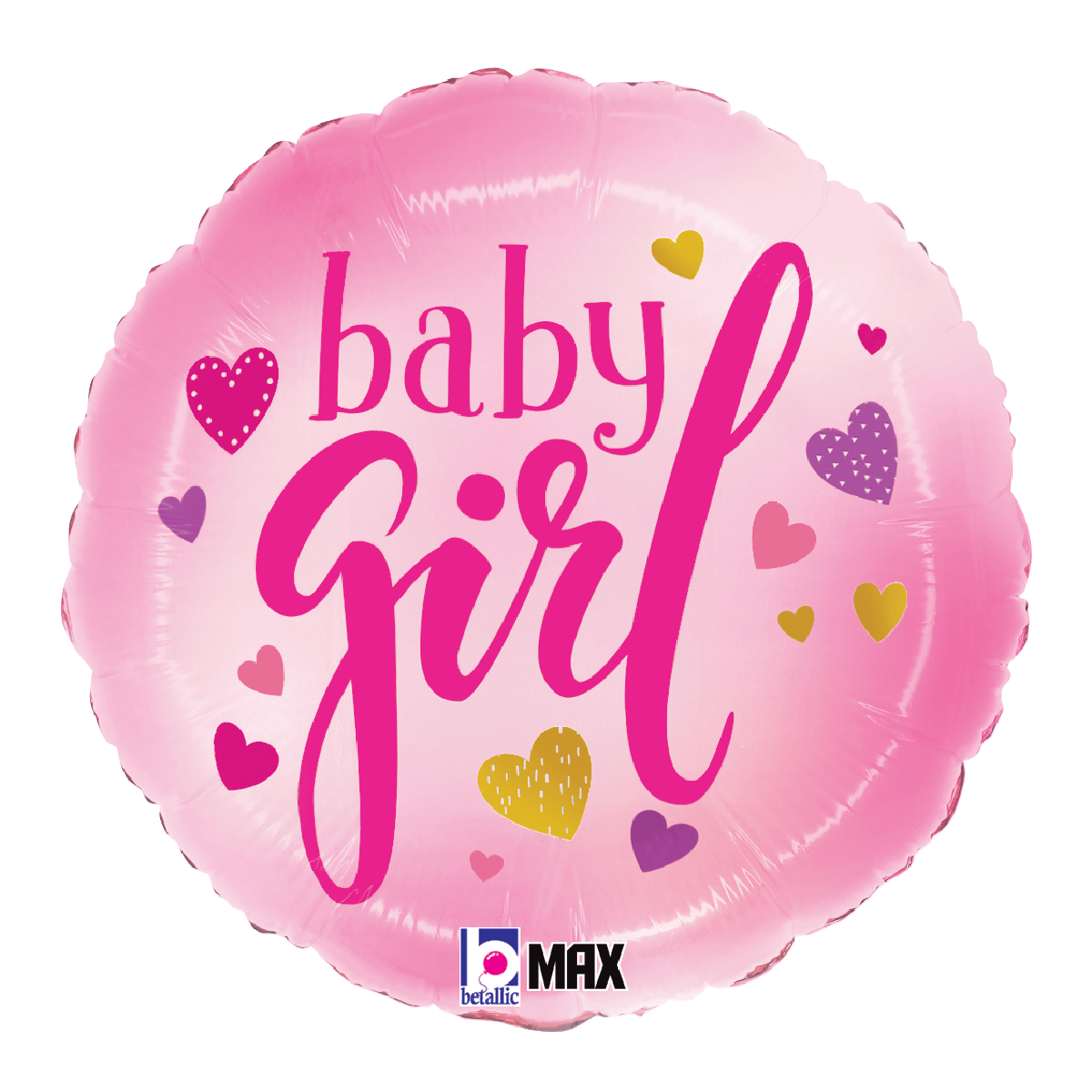 18" Baby Girl Pink Hearts Foil Balloon