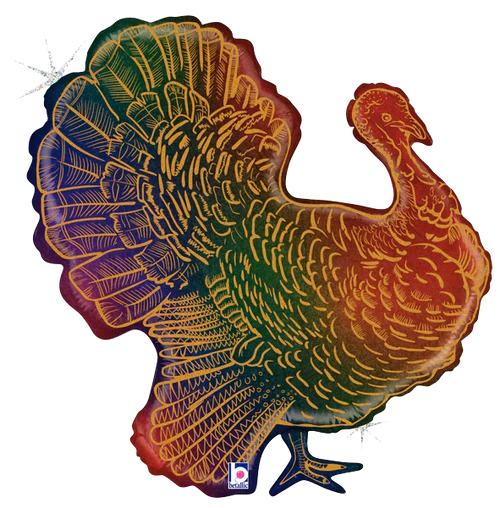 25" Glitter Turkey Holographic Foil Balloon