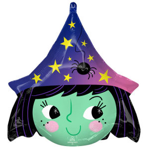 19" x 19" Halloween Witch Head JrShape Foil Balloon -