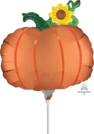 14" Satin Pumpkin Mini Shape Air-Fill Foil Balloon