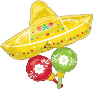 31" x 32" Viva La Party Sombero Cluster Shape Foil Balloon