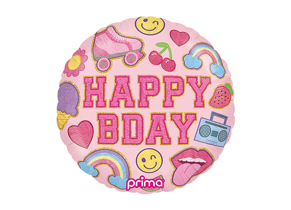 Round Birthday Girl Patches Foil Balloon