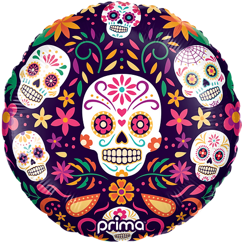 Prima 18" Round Sugar Skulls Mylar Balloon