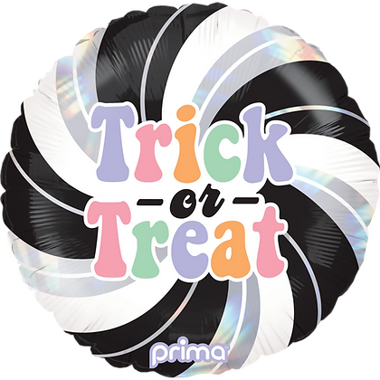 Prima 18" Round Trick-or-Treat Holographic Swirl Mylar Balloon