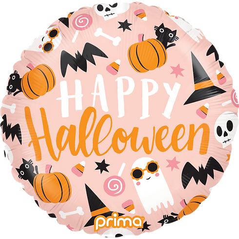 Prima 18" Round Happy Halloween Cute Icons Mylar Balloon