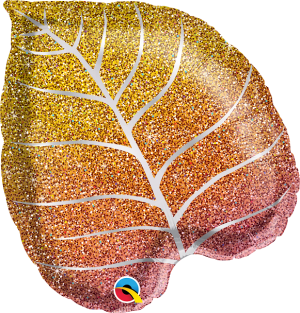 21" Fall Glittergraphic Ombre Leaf Foil Balloon -