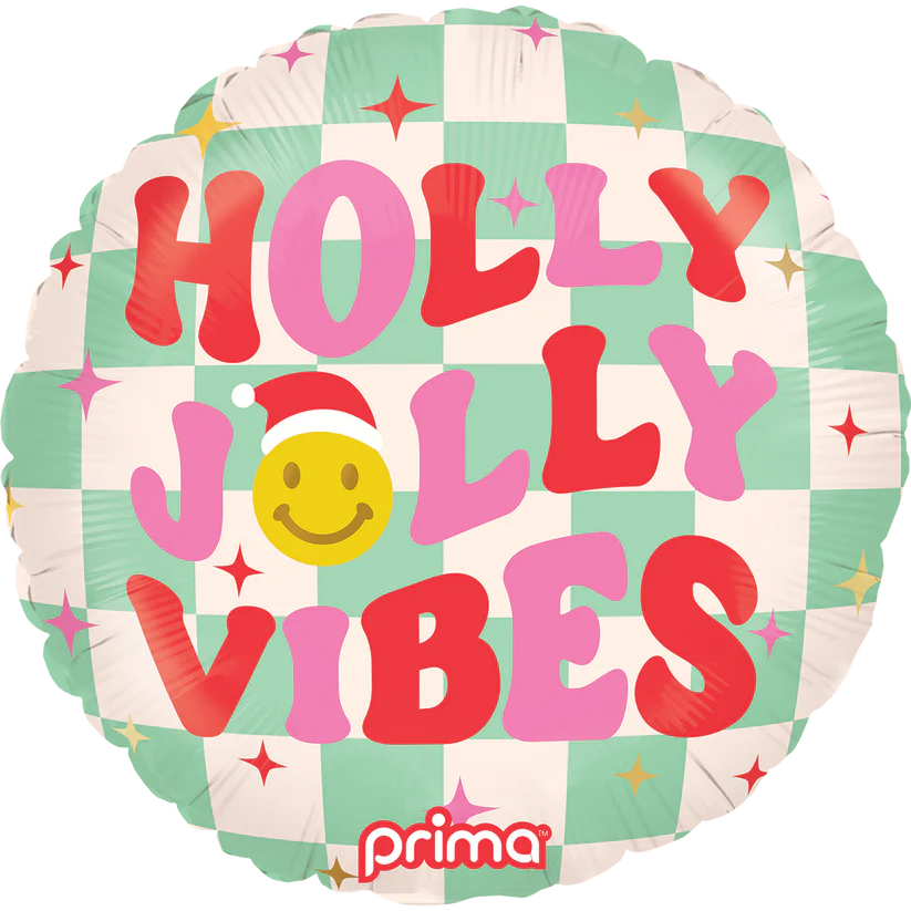 18" Round Holly Jolly Vibes Checker