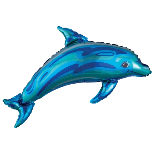 37" Anagram Ocean Blue Dolphin Super Shape Foil Balloon