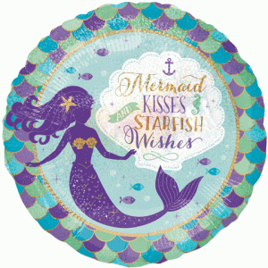 Mermaid Wishes & Kisses Holographic Foil Balloon