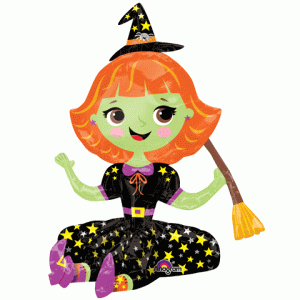 16" x 21" Sitting Witch Foil Balloon