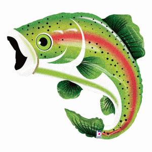 29" Rainbow Trout Holographic Shape Foil Balloon